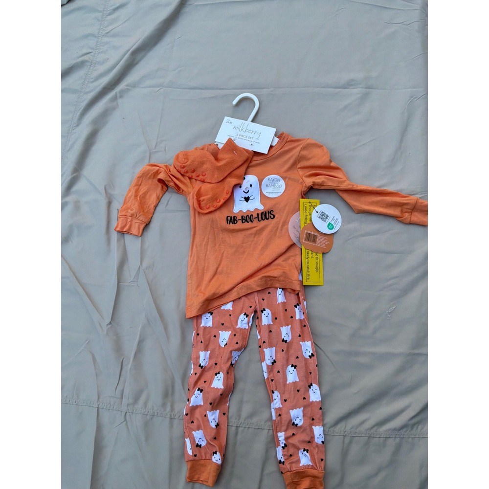 Halloween Toddler Milkberry Ghost Pajama Set 24M Orange